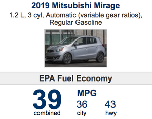 2019 MITSUBISHI MIRAGE