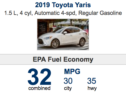 2019 TOYOTA YARIS